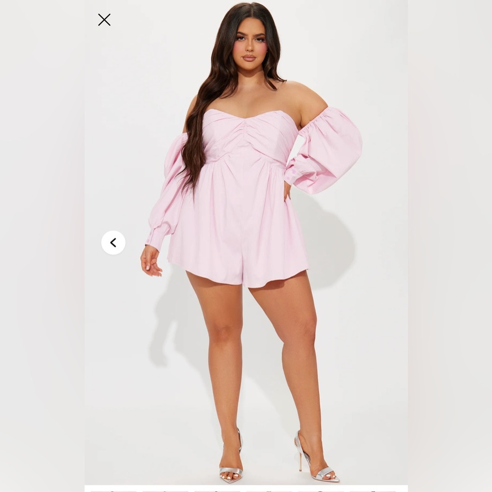 Fashion Nova Pink Off-Shoulder Romper
